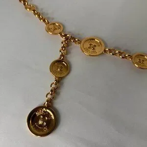 AW23 Moschino Couture Jeremy Scott Gold Dress Belt Multiple Logo Branded Button AW23 Moschino Couture Jeremy Scott Gold Sewing W/ Pins And  main image 4